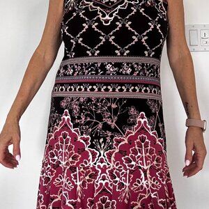 White House Black Market Black & Pink Floral Embroidered & Sequined Dress
